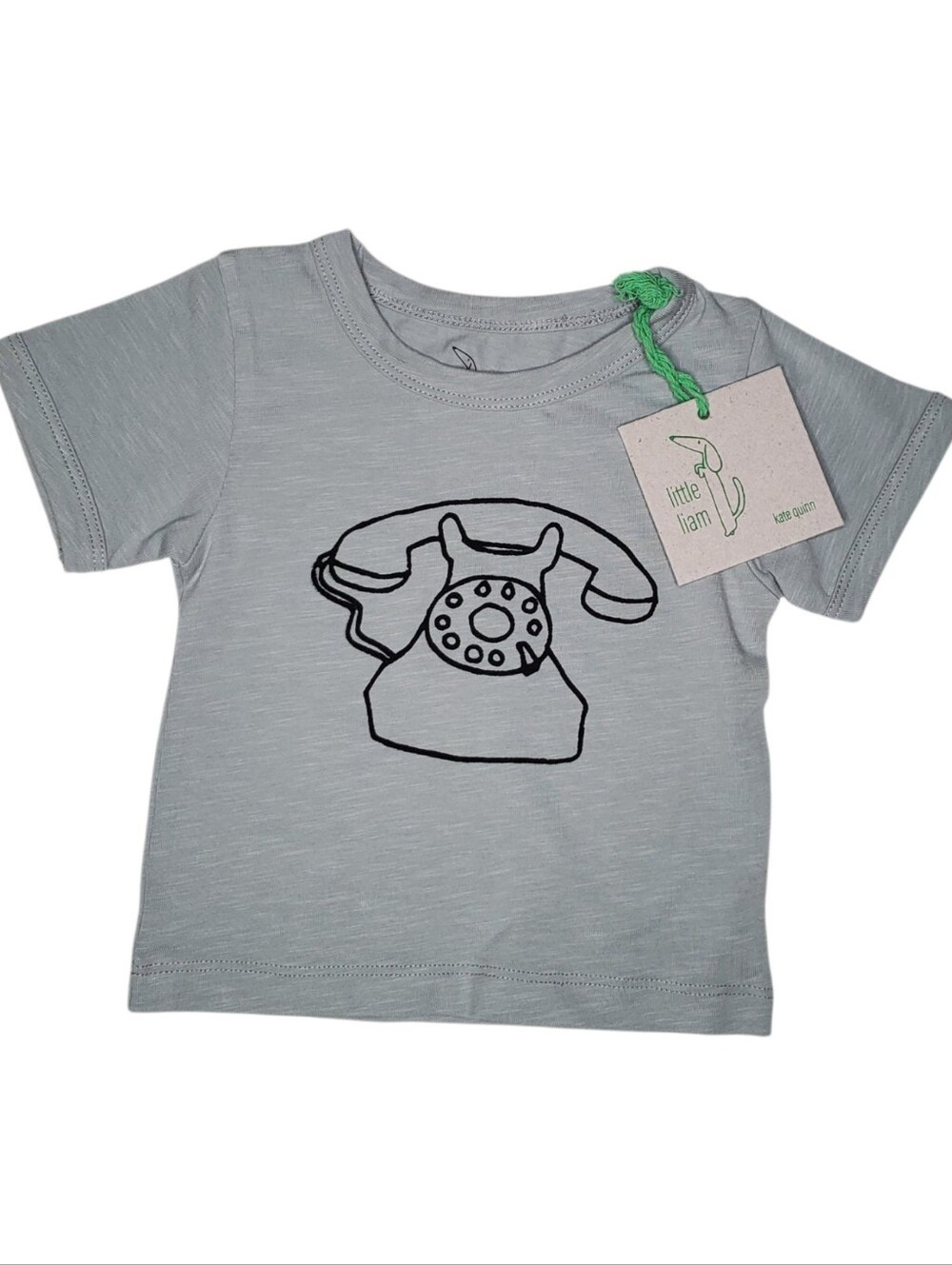 NWT Kate Quinn Little Liam Grey Rotary Phone Graphic Tee Baby 3-6 Months